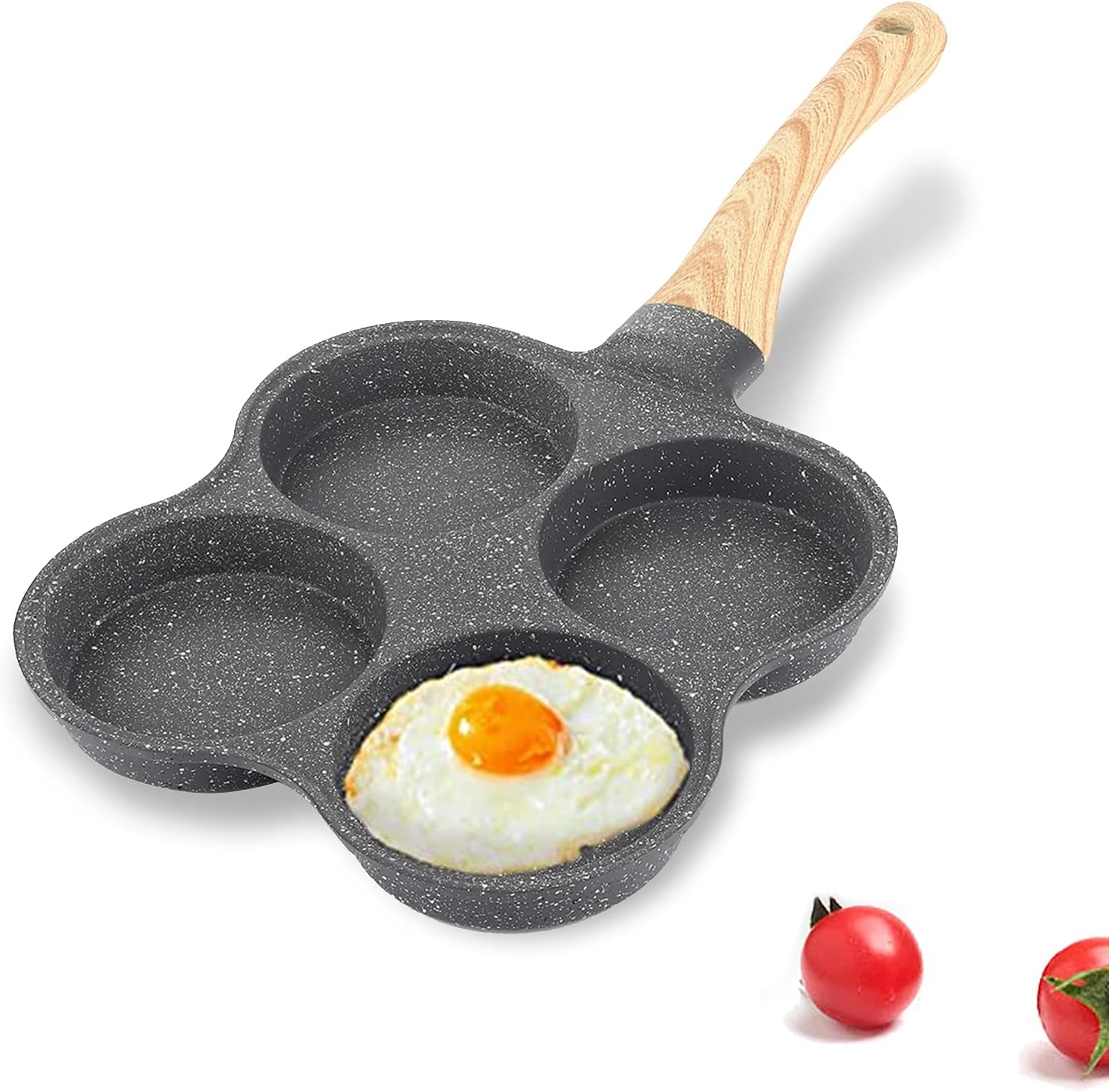 Sartén Antiadherente con 4 Cavidades - Perfecto para Huevos, Hamburguesas y Panqueques